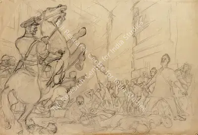Chittaprosad (Artist), Struggle for Independence, 1944, Drawing