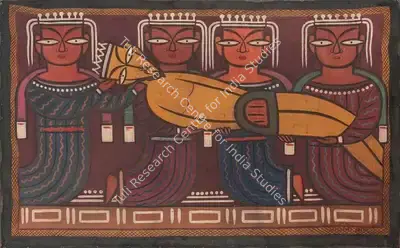 Roy, Jamini (Artist). Christ's Body with the Virgins. Tempera on canvas, c.1944-1947 | Painting | FineArts | 00416080