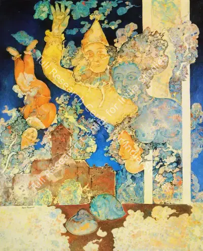 Sakti Burman (Artist), Le Clown a Matriloque, 1974, Painting