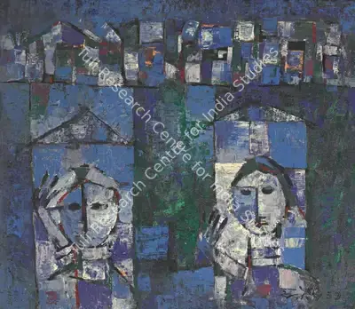 G.R. Santosh (Artist), Lovers in the Window, 1959, Painting