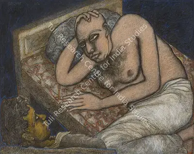Chowdhury, Jogen (Artist). Two Men, 1992 | Painting, Pu.Mum/25.09.25, 2025 · Pundole