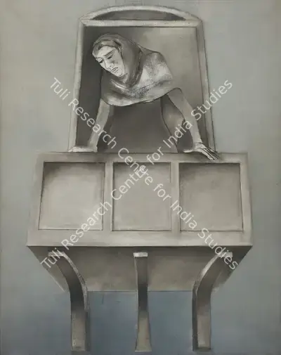 Krishen Khanna (Artist), Woman at the Window IV, 1981, Painting