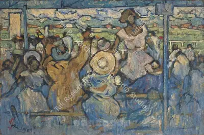 Dashrath Patel (Artist), Madras Racecourse, 1954, Painting