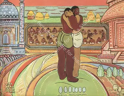 Rathin Maitra (Artist), Santhal Dances, Painting