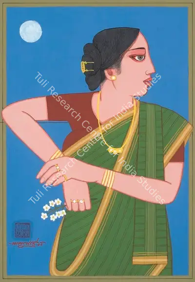 Lalu Prasad Shaw (Artist), Lady & The Blue Moon, 2011, Painting