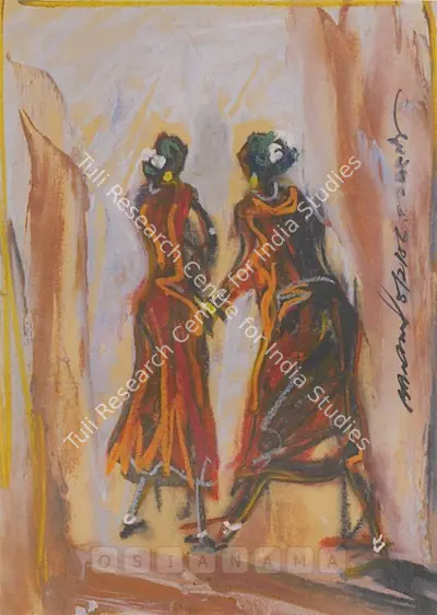 Gopal Ghose (Artist), Santhal Women, 1956, Drawing