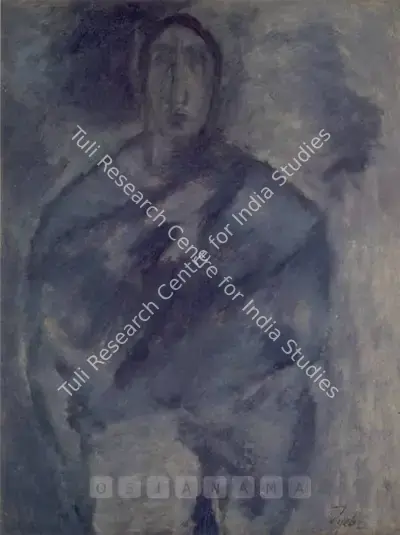 Tyeb Mehta (Artist), Blue Shawl, 1967, Painting