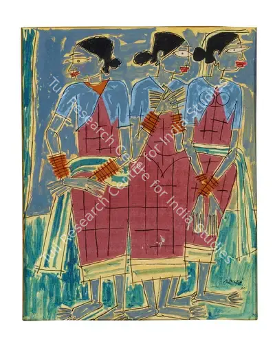 Laxman Pai (Artist), Untitled (Fisherwomen), 1953, Painting