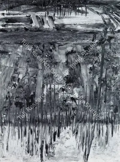 Harkrishen Lall (Artist), Palms and Fields, 1962, Painting