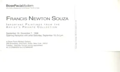 F.N. Souza (Artist), Francis Newton Souza, 1998, Solo Exhibition Invitation
