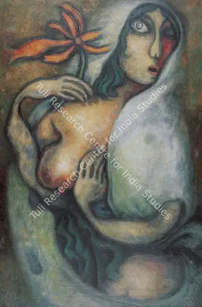 Prokash Karmakar (Artist), My Time with the Woman who presented me a Flower, 1985, Painting
