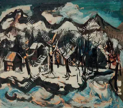 Avinash Chandra (Artist), Snow in Pahalgam, 1955, Painting