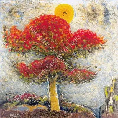Hebbar, K.K. (Artist). Gulmohar Tree. Oil on canvas, 1962 | Painting | FineArts | 00374247