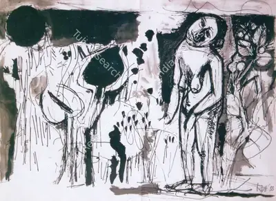 S.H. Raza (Artist), Untitled, 1955, Painting