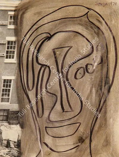 F.N. Souza (Artist), Face, 1970, Painting