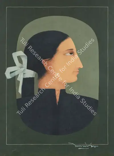 Lalu Prasad Shaw (Artist), Woman with Ribbon, 1985, Painting