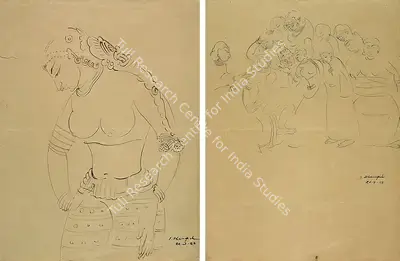 S. Dhanapal (Artist), Composition, 1953, Drawing