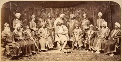 John Burke (Photographer), The Late Maharajah and Suite, 1878, Antiquarian Photograph
