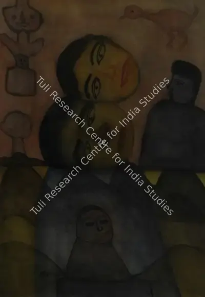 Madhavi Parekh (Artist), Untitled (Faces), 1995, Painting