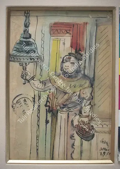 B.B. Mukherjee (Artist), Nepal Temple Series, 1949, Painting