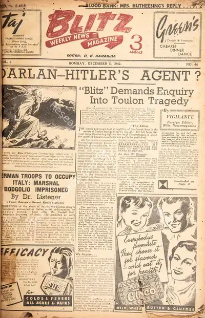 R.K. Karanjia (Editor), Blitz, 1942, Magazine