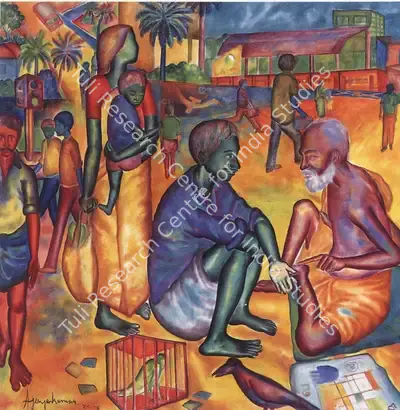 Ajaykumar (Artist), Palm Reader, 1986, Painting