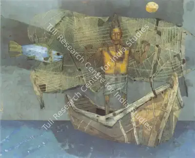 Pyne, Ganesh (Artist). The Fisherman. Tempera on canvas laid down on card board, 1979 | Painting | FineArts | 00374036