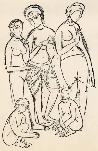 Amrita Sher-Gil (Artist), Untitled, 1945, Drawing