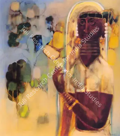 J. Sultan Ali (Artist), Lady with a flower, 1969, Painting