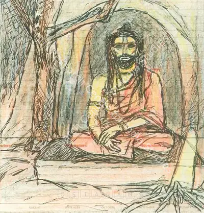 Ganesh Pyne (Artist), The Saint, 1992, Drawing
