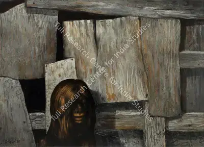 Bikash Bhattacharjee (Artist), Onlooker, 1973, Painting