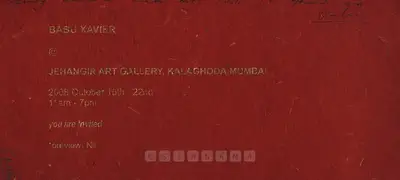 Babu Xavier (Artist), Babu Xavier, 2008, Solo Exhibition Invitation