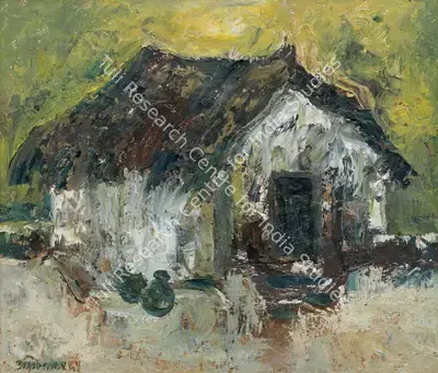 A.A. Almelkar (Artist), Hut, 1964, Painting