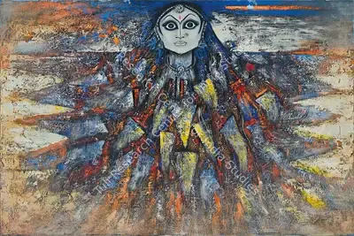 Pai, Laxman (Artist). Veera (Navras Series), 1990 | Painting, AG.Onl/12.12.23, 2023 · Asta Guru