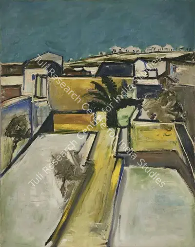 Bakre, S.K. (Artist). Backyard of Pablo Casals House (In Spain), 1962 | Painting, AG.Onl/02.09.23, 2023 · Asta Guru