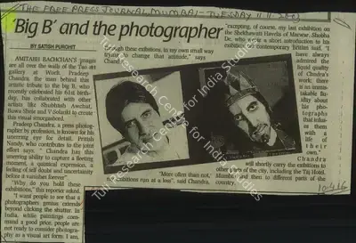 Satish Purohit (Reporter), Big B' and the Photographer, 2003, Newspaper Clipping