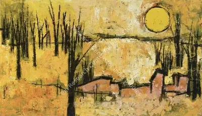 B. Prabha (Artist), Untitled (Landscape), 1960, Painting