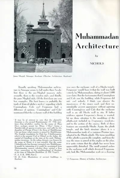 Nichols (Essayist), Muhammadan Architecture, 1955, Essay