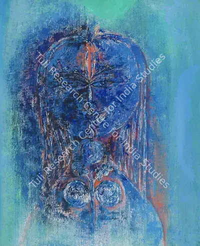 Laxman Pai (Artist), Girl in Blue, 1973, Painting