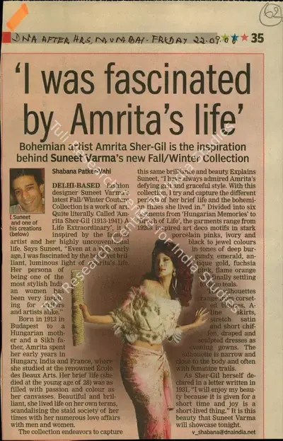 Shabana Patker-Vahl (Reporter), I was Fascinated by Amrita's Life, 2005, Newspaper Clipping