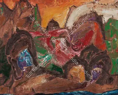 Manu Parekh (Artist), Landscape with Temples, 2004, Painting