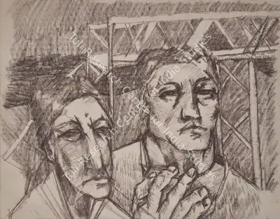 Sudhir Patwardhan (Artist), At The Station, 1978, Drawing
