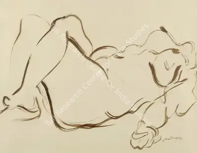 Jamil Naqsh (Artist), Untitled (Reclining Woman), 1972, Painting