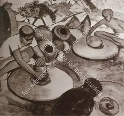 Husain, M. F. (Artist). Kumhaar. Oil on canvas, 1947 | Maqbool Fida Husain, 2008 | Painting | FineArts | 00495163