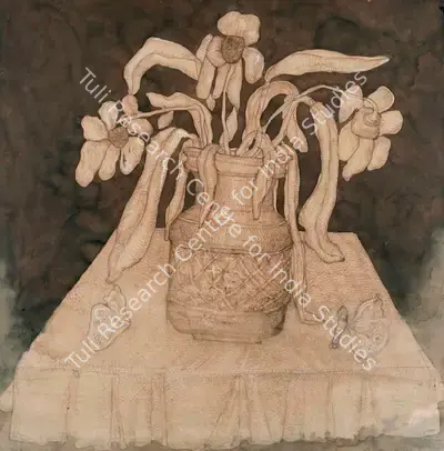 Jogen Chowdhury (Artist), Reminiscences of a Dream 42 (Still Life), 1973, Drawing
