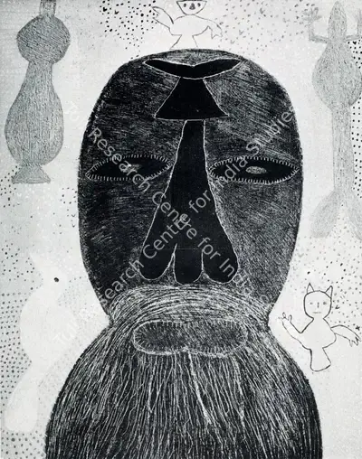 Madhavi Parekh (Artist), Head, 1977, Painting