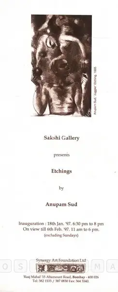 Anupam Sud (Artist), Anupam Sud, 1997, Solo Exhibition Invitation
