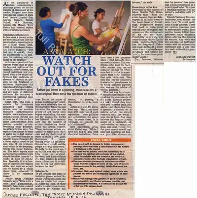 Manisha Parikh Srivastava (Writer), Art Watch, 2004, Newspaper Clipping