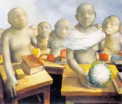 Bikash Bhattacharjee (Artist), School, 1976, Painting