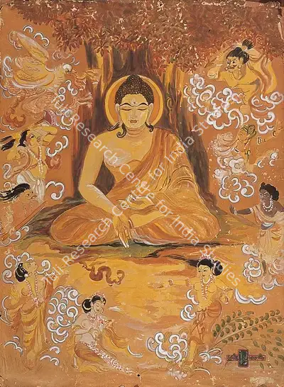 Sudhir Khastgir (Artist), The Temptation Of Buddha, 1945, Painting